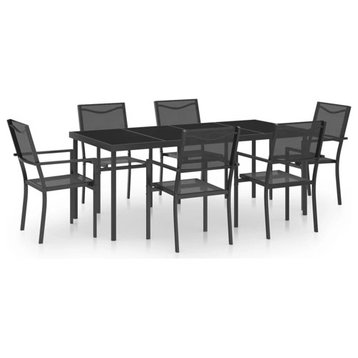 vidaXL Patio Dining Set 7 Piece Steel Garden Outdoor Table and Chair Furniture