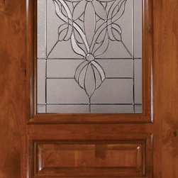 Slab Single Door 96 Wood Alder Evangeline 3 Panel Arch Lite Glass - Front Doors