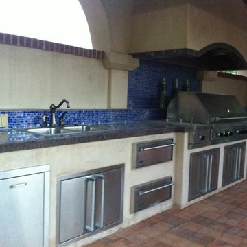 Elegant Tiered Pool + Outdoor Kitchen
