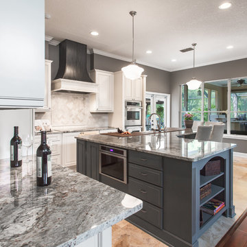 Blue Two Toned Kitchen and Bath