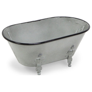 Lavande Metal Fleur-de-Lis Tub Decor - Large - Gray