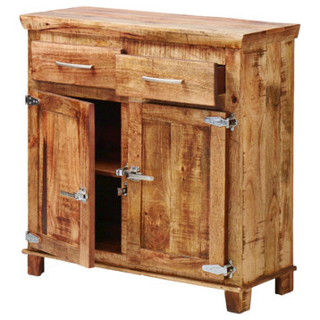 40" Reclaimed Wood Rustic Sideboard Cabinet 2 Doors Icebox Lock