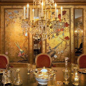 Handprinted Chinoiserie wallpaper in interior design