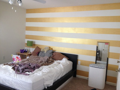 Help Needed With A Gold Striped Accent Wall - How To Paint A Striped Accent Wall