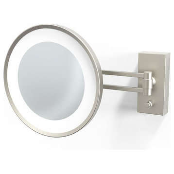Smile Hard Wired LED Lighted 5x Magnifying Mirror, Satin Nickel