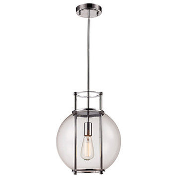 Grove 1-Light Pendant, Polished Chrome With Clear Glass