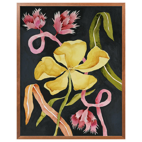 Buttercup on Indigo Fine Art Print, Walnut, 30"x24"