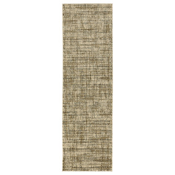Anson Abstracted Beige and Brown Casual Power-Loomed Area Rug, 2'3"x7'6"