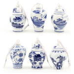 Danny's Fine Porcelain - Christmas set of 6 B&W - 2.5WX2.5LX3.75H blue and white Christmas set of 6 ornament