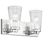 Livex Lighting - Cityview 2 Light Polished Chrome Vanity Sconce - Brighten up your bathroom vanity with the sleek look of the Cityview two light vanity sconce. The tapered clear glass shades and the polished chrome finish make a perfect match.