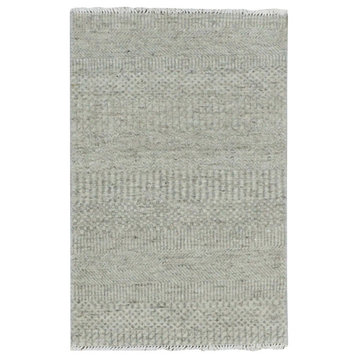 Echo Gray Undyed Wool Hand Knotted Grass Design Mat Oriental Rug 2'1 x 3'3"