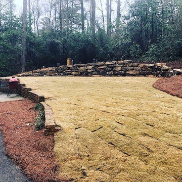 Boulder Wall, Terraced Lawn, and Putting Green