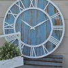 18" Coastal Wall Clock - Metal & Solid Wood Noiseless Weathered
