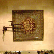 pot filler faucet location and backsplash