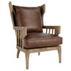 Oak Wingback Leather Arm Chair