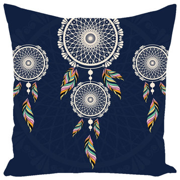 Bohemian Hanging Blue Dreamcatcher Throw Pillow, 14x14, Cover Only