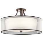 Kichler - Semi Flush 5-Light, Mission Bronze - Clean lines and classic styling set this 5 light semi flush ceiling fixture apart. Its Mission Bronze finish, Light Umber Translucent shade and Satin Etched Glass combine to create a tasteful accent fitting for any space in your home.