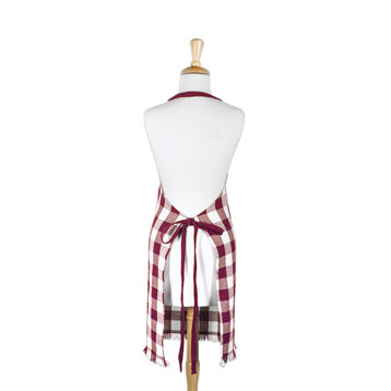 DII Wine Heavyweight Check Fringed Chef Apron