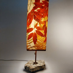 Red Sourwood Leaves and Golden Ferns - Table Lamps