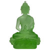 Crystal Glass Pate-de-Verre Green Gautama Amitabha Shakyamuni Statue Hws2095