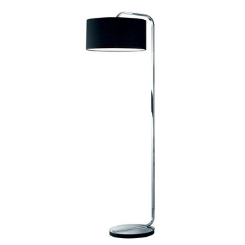 Cannes Metal Floor Lamp, Chrome With Black Shade