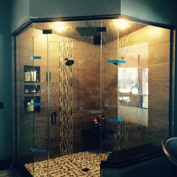 Master Shower: Steam unit, fiber optic LED rain head, with double head and heate