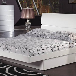Aurora White Glossy Bed - Beds