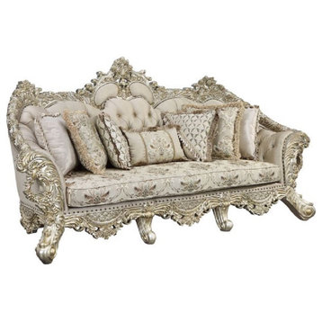 Acme Danae Sofa With 7 Pillows Fabric Champagne and Gold Finish