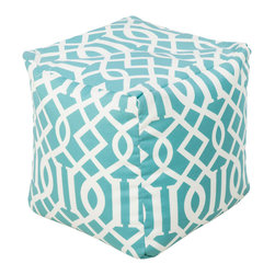 Aqua Geometric Pouf - Floor Pillows And Poufs