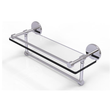 16" Glass Shelf with Towel Bar, Polished Chrome