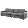 Waylon Gray Linen 4-Seater Sofa with Pockets