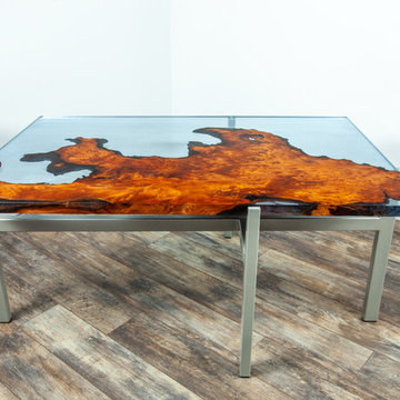 Redwood encased in resin coffee table