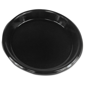 Hi-Impact Plastic Dinnerware, Plate, 10", Black, 500-Carton