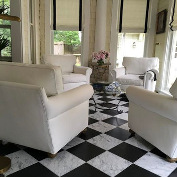 Staged Sunroom- Checkered Floors