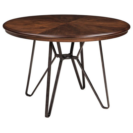 Centiar Round Dining Room Table, Casual Style, Two-Tone Brown