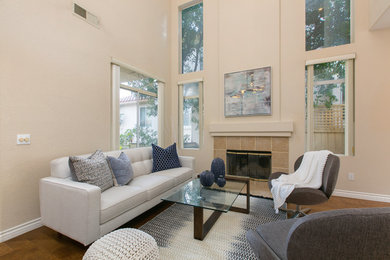 Trendy family room photo in San Diego