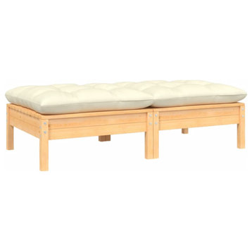 Vidaxl 2-Seater Patio Sofa With Cream Cushions Solid Pinewood