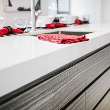Chic Contemporary Kitchen with Channel Drawers