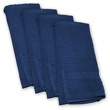 Solid Waffle Dishtowels, Set of 4, Nautical Blue