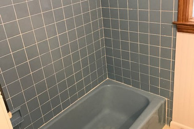 Circa 60’s style blue cermaic tile needs updating