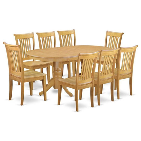 East West Furniture Vancouver 9-piece Wood Dining Set in Oak