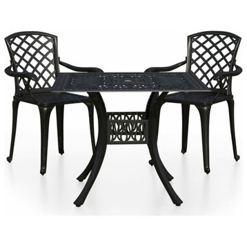 vidaXL Bistro Set Table and Chair Bistro Table 3 Piece Cast Aluminum Black