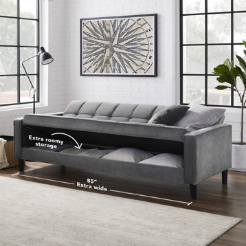 Loft Lyfe Paley Convertible Sofa Bed, With Storage, 85" Wide, Gray Velvet