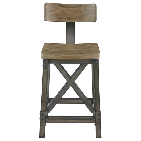 INK+IVY Lancaster Industrial Dining Table, Oak, Counter/Bar Stool