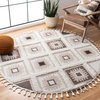 Safavieh Moroccan Tassel Shag Mts601A Rug, Ivory and Brown, 4'0"x4'0" Square