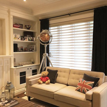 Living Room Blinds and Drapery