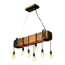 Makarios Decor - Beam Chandelier, Golden Oak, 3' Length - Kitchen Island Lighting