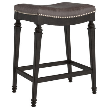 Hillsdale Vetrina Backless Counter Height Stool, Black With Gold Rub, Counter Stool
