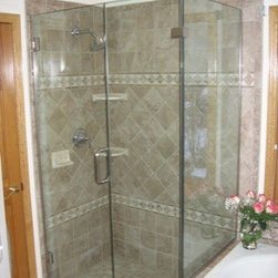 Framless Return Shower Doors with Knee Walls - Shower Doors