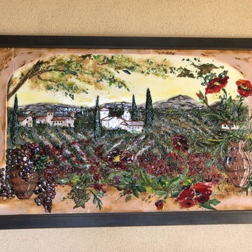 Italian Countryside Fused Glass Mural